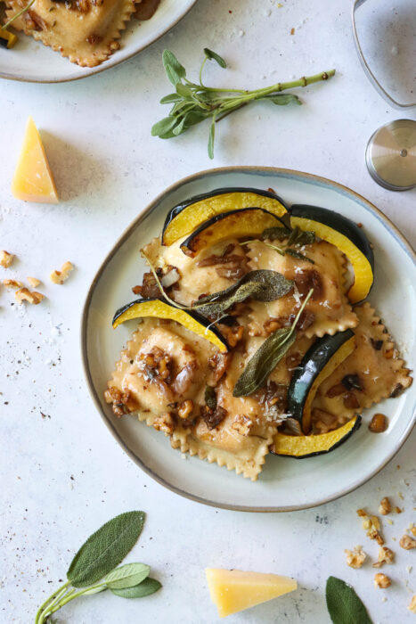 Cheese Ravioli with Roasted Squash and Crispy Sage and Brown Butter