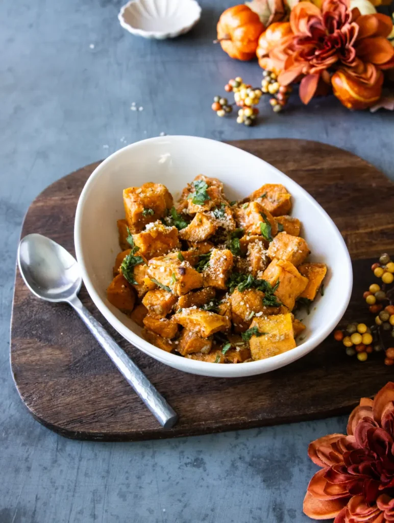 Garlic Parmesan Roasted Sweet Potatoes