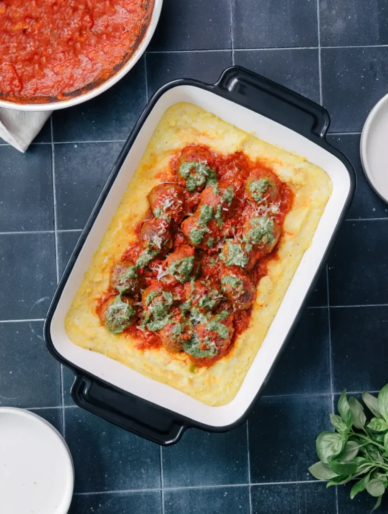 Meatball Polenta Casserole