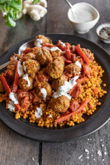 Moroccan-spiced Meatballs with Couscous