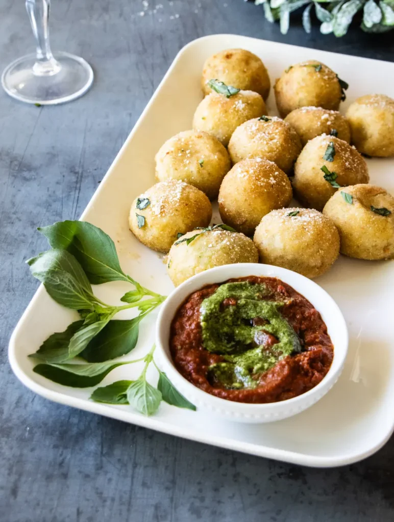 Pesto Arancini with Tomato Basil Sauce