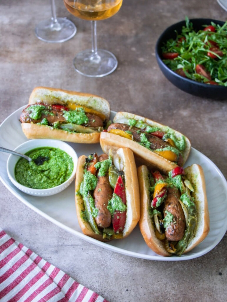 Pesto Grilled Sausages