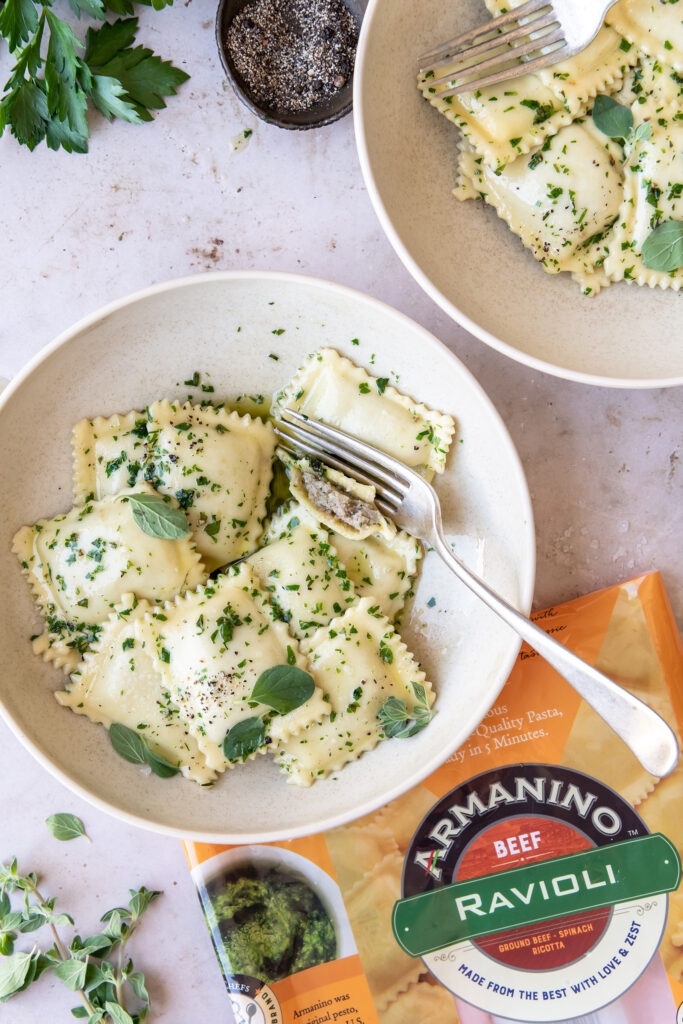 Ravioli in Herb Butter