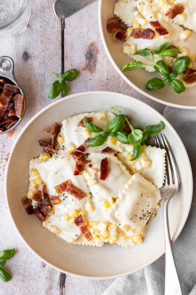 Ravioli with Corn and Bacon