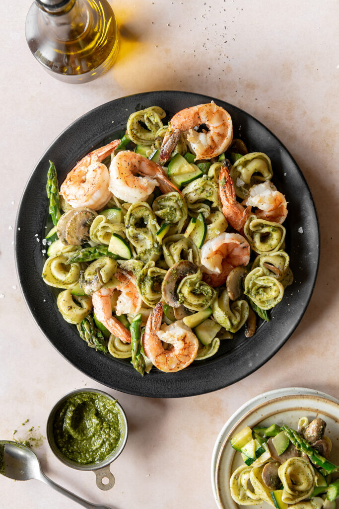 5-Minute Pesto Shrimp Tortellini