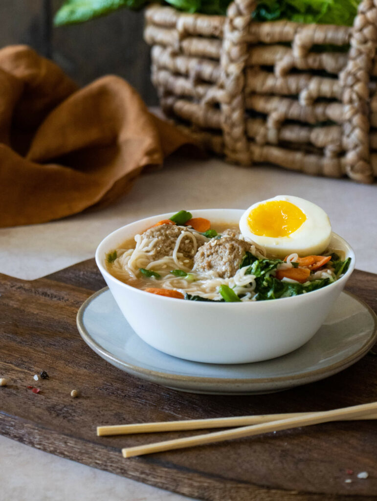 Spicy Turkey Meatball Ramen