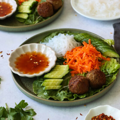 Vietnamese Grilled Turkey Meatball Lettuce Wraps