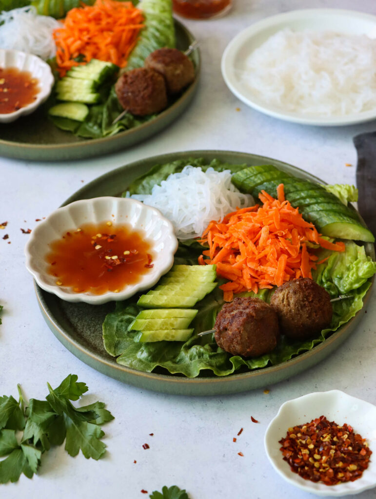 Vietnamese Grilled Turkey Meatball Lettuce Wraps